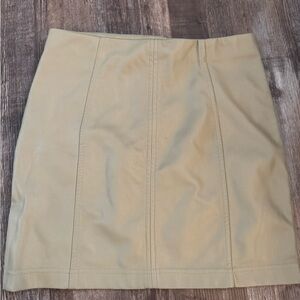 Olive Leather Skirt